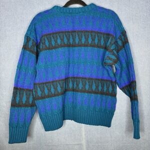 Vintage 90's Jack Stone Sweater Mens Size Medium Blue Turquoise Geometric